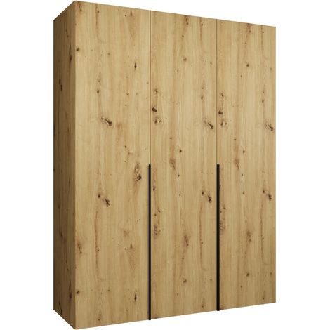 Armario Hartford 536, Roble Artisan, 202x150x52cm, Puertas de armario: Con bisagras, Número de estantes: 0 (1/5)