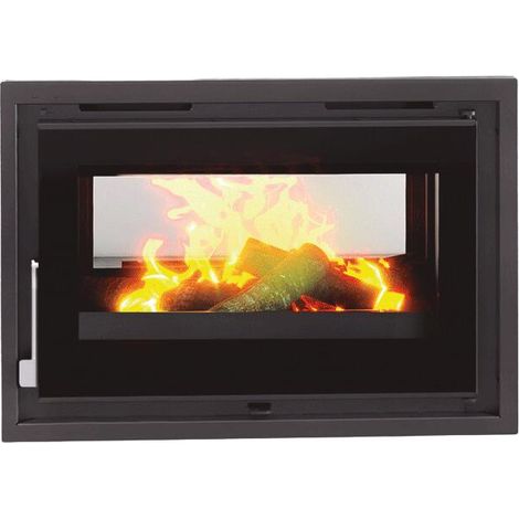 Fm Calefaccion – Insert cheminée acier double face – Verre sérigraphié noir – Puissance 13/18,8kW – Rendement 81% – Sortie fumées 200mm – Volume chauffe 340m3