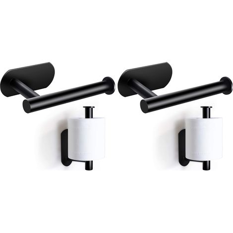 Porta carta igienica on/off, porta carta igienica premium senza forare, porta carta igienica a parete in acciaio inox per cucina e bagno, nero (set da 2) (1/5)