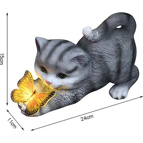 Cross-Border Animal Creative Garden Home Decoration Solar Cat Night Light Farm Resin Crafts Ornament (Gray) (1/5)