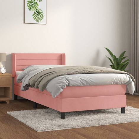 Boxspringbett mit Matratze Rosa 80x200 cm Samt (1/5)