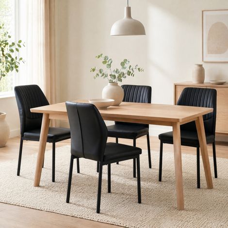 Chaises salle manger lot de 4 PU noir métal OKMYHOME (1/5)