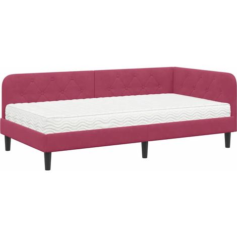 Maison Exclusive - Cornice del letto ad angolo Rosso Vino 90 x 200 cm Velluto