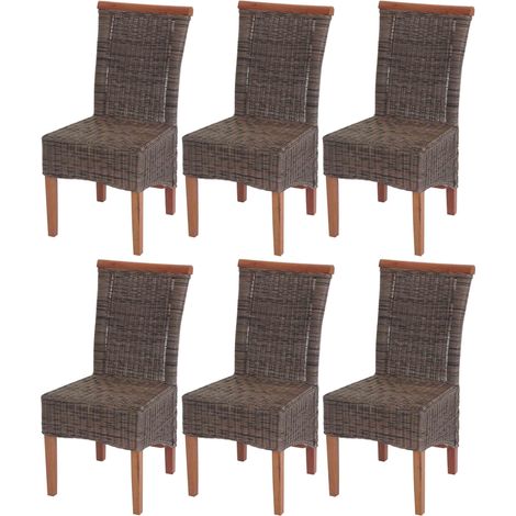 [NON UTILIZZATO] Set 6x sedie rattan per sala da pranzo soggiorno Savona 97x46x59cm senza cuscini