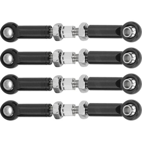 Vier verstellbare Servogestänge, geeignet für FMS 1/24 FCX24 ferngesteuerte Autos, hochpräzise Lenkgestänge aus Aluminiumlegierung und Eisen, schwarz. (1/4)