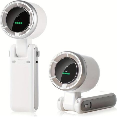 Ventilateur portable pliable rechargeable par USB, ultra-silencieux, 5 vitesses réglables, batterie 1800 mAh (3 h d'autonomie), idéal pour bureau, chambre, résidence étudiante et voyage (1/5)
