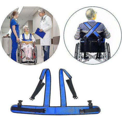 (bleu) Harnais De Scurit Pour Gilet De Maintien En Fauteuil Roulant Harnais De Maintien Ajustable Pour Les Patients Gs