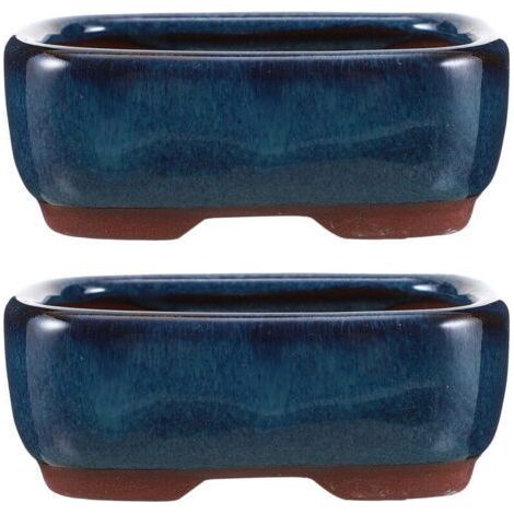 2pcs Ceramic Flower Pots Bonsai Pots Ceramic Flower Containers Home Supplies (1/5)