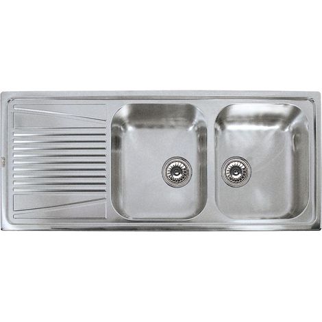 Lavello Elleci Incasso 2 vasche 116x50 River 500 Vasche a Sinistra Satinata Acciaio/Inox LIR500SACSX (1/3)