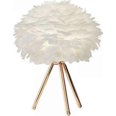 Lampe de table LED Feather, lumière à intensité variable par bouton-poussoir, dorée décorative, veilleuse de bureau ou de lit, prise européenne (1/4)
