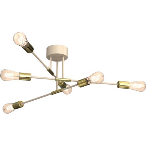 Plafonnier moderne beige et doré Flame Luminex 6xE27 15W (1/2)