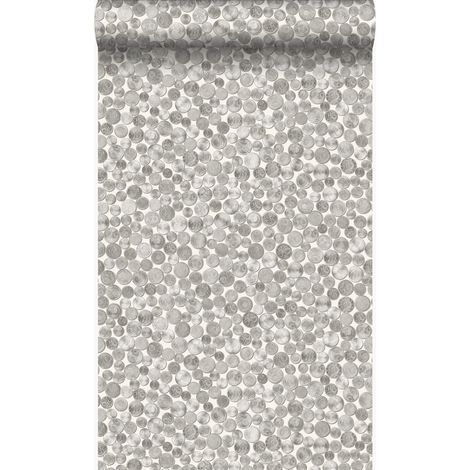 papier peint pièces métalliques blanc d'ivoire et gris - Origin Wallcoverings (1/5)