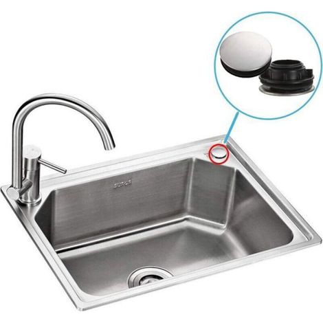 Bouchon Obturateur - Acier Inoxydable - Pour Trou D'évier Ou Robinet - Diamètre Adaptatif 31 À 40 Mm - Cuisine Et Salle De Bain - 2 Pièces (1/4)