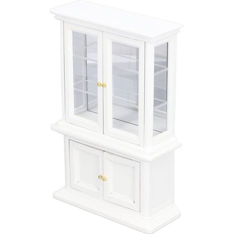 Bibliothèque miniature à l'échelle 1:12, haute, imitant le bois, pour décorer les maisons de poupées, blanche. (1/5)