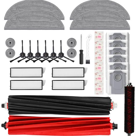 35 Stück Zubehör für Roborock S8 MaxV Ultra Staubsauger, 2Hauptbürsten,4Filter,4Wischtücher,4 wischmopp,6Staubbeutel,6Seitenbürsten,6Flach-Duftstein1,Schraubendreher,1Reinigungsbürste (1/5)