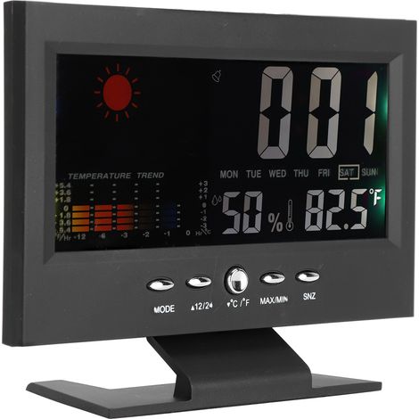 Thermomètre-hygromètre numérique multifonction, horloge de bureau, calendrier, indicateur de température et d'humidité (1/5)