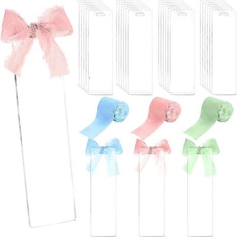 Kit de 123 marque-pages vierges en acrylique transparent avec ruban pour la création de marque-pages et d'étiquettes cadeaux à faire soi-même.