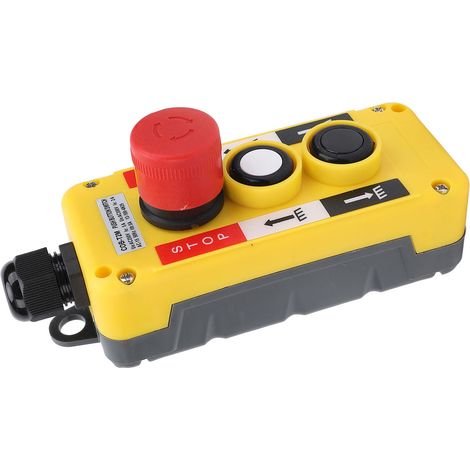 Boîtier de commande à boutons pour palan et grue, 2 touches, IP68 étanche, avec arrêt d'urgence, AC250V 5A, pour industrie et automatisation (1/5)