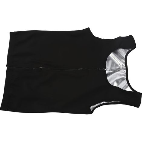 Gilet de sudation amincissant pour homme, gaine amincissante, en néoprène, idéal pour la salle de sport et le fitness. Fermeture éclair intégrée. Couleur : argent, tailles L/XL. (1/5)