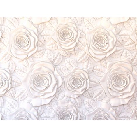 papier peint panoramique fleurs effet 3D blanc  - Sanders & Sanders (1/5)