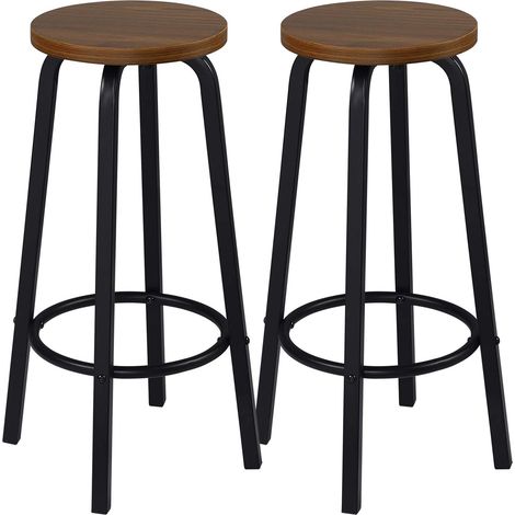 WOLTU Set di 2 sgabelli da bar bistrot - Seduta in MDF - Struttura in metallo - Sgabello da cucina - 30 x 30 x 72 cm - Faggio scuro