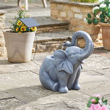 Smart Garden Solar Jumbo Elephant Garden Water Feature Fountain Bird Bath (1/2)