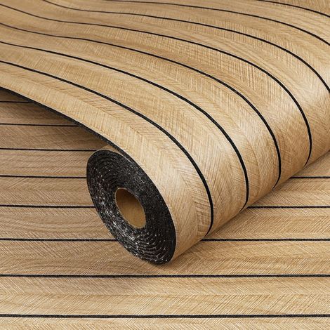 Decorative Wall Panel Adhesive Wood Brown 3D 90CMx5M Wood Wall Panel Decorative Interior Wall Panels 3D Adhesive Living Room Bedroom Wallpaper Adhesive Wall TV Entrance Office Coating (1/5)