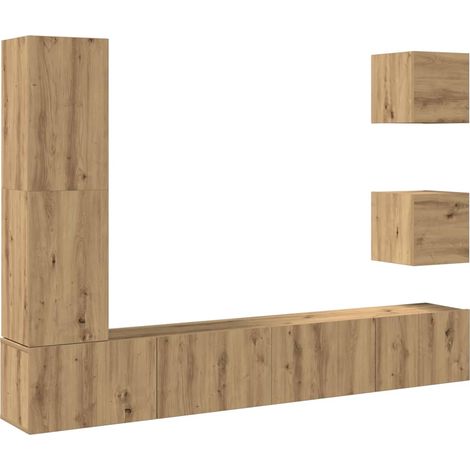 Ensemble de meuble TV mural - Armoires TV suspendues 5 pcs chêne artisanal fr1580 - Maison La Vie
