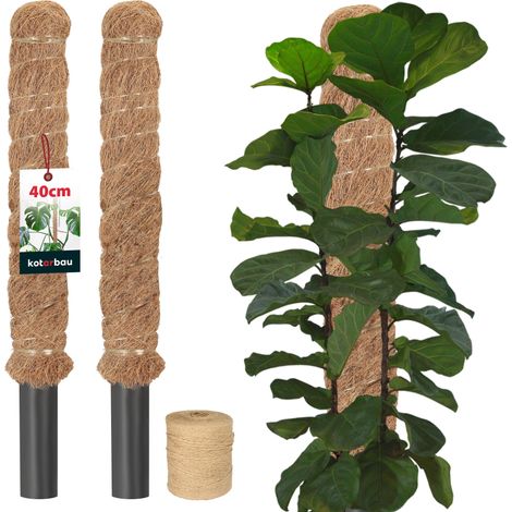 KOTARBAU® 2 pcs Tuteur Plante - Tuteur Coco - ⌀ 3.2 x 40 cm - Fibre de Coco - Tuteurs pour Monstera - Marron - pour Plantes Grimpantes (1/5)
