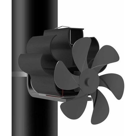 Accessoires pour cheminée et poêle, Ventilateur de poêle, Ventilateur pour poêle à bois à entraînement thermique, Ventilateur de cheminée, Ventilateur de conduit de poêle à 6 pales, silencieux et écol (1/5)