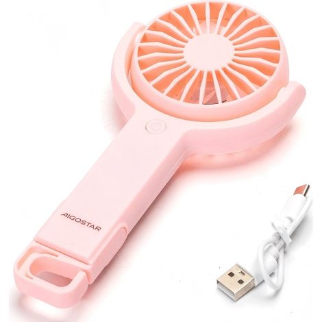 Mini Ventilateur Portable Aigostar Rose 3" - 5 Vitesses Puissantes, Batterie 1200mAh, 7 Lames - Accessoire de Voyage Rechargeable et Stylé pour Femme (1/2)