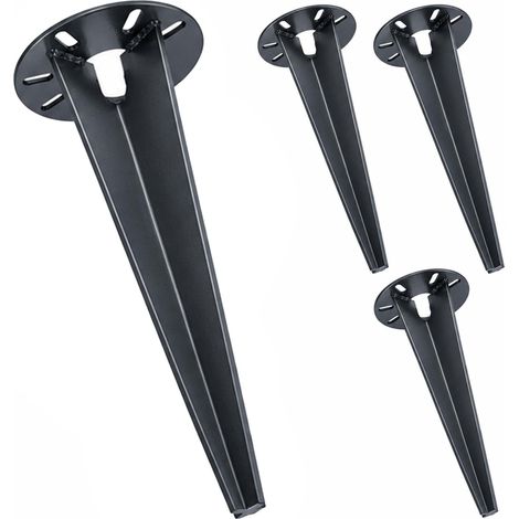Relaxdays Ground Spikes for Garden Lights, 4pc Set, Cable Guide, 30 cm, Stainless Steel, Anthracite (1/5)