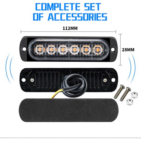 Luci di segnalazione stroboscopiche a LED 12-24V, 2 pezzi, barra luminosa di emergenza lampeggiante per auto, camion, furgoni, ATV, SUV, yacht