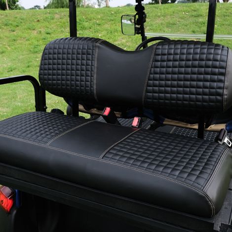Universeller quadratischer Lederbezug für die Rückbank von Golfcarts, kompatibel mit EZGO CLUBCAR, YAMAHA und anderen Modellen. (1/4)