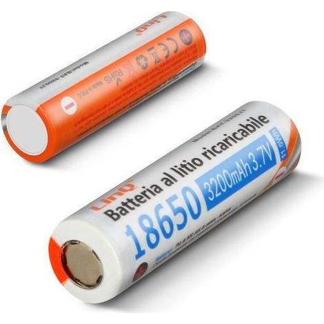 2 Piles 18650 Lithium 3200mAh 3.7V Rechargeable Tête Plate 3200JT LinQ Orange