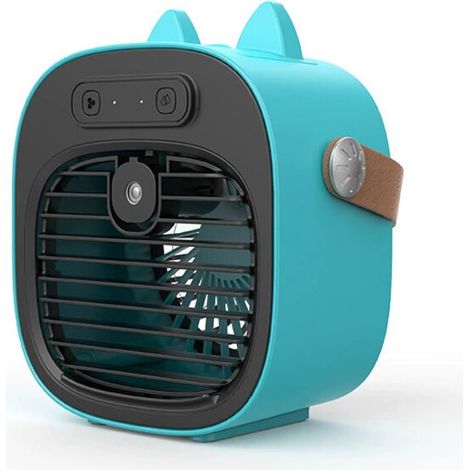 Ventilateur portable rechargeable USB, climatiseur personnel 3 vitesses, pour dortoir, camping et bureau, 7,36 pouces, couleur bleue, batterie 4000 mAh (1/5)