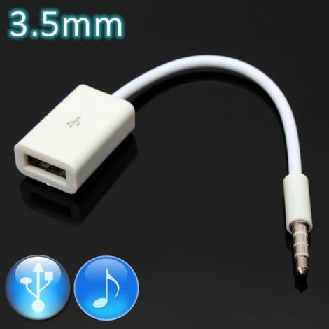 3.5mm Câble Adaptateur Jack Male AUX Audio Plug Vers USB 2.0 femelle Car MP3 (1/4)