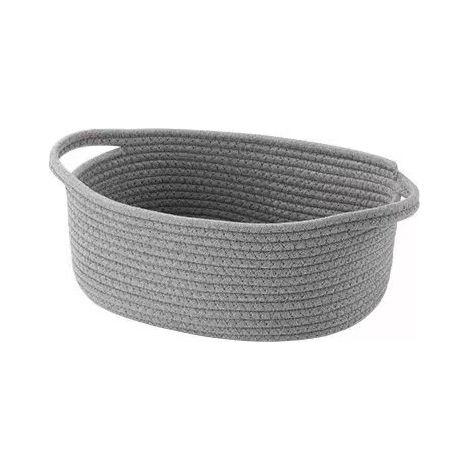 Le panier de rangement en corde de coton grise (30 x 12,5 x 20 cm) est utilisé pour ranger les jouets, les produits de s (1/5)