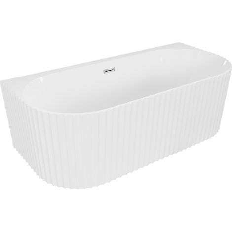 Mexen Sella vasca da bagno free-standing ad incasso rigata 170 x 80 cm, bianco lucido, troppo pieno cromo - 52711708000-01 (1/3)