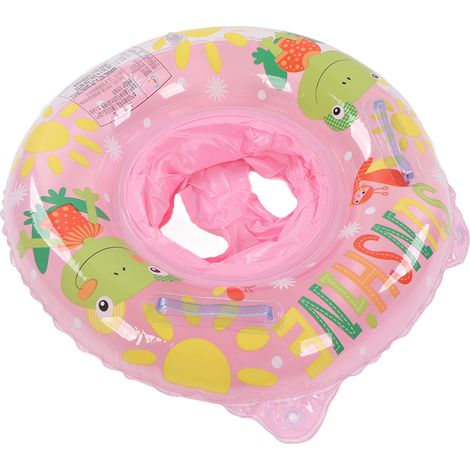 Wasserdichter Babyschwimmer mit zwei Griffen, leicht zu halten, Babyschwimmsitz, Schwimmhilfe für Badewanne und Pool, Froschdesign, rosa. (1/5)