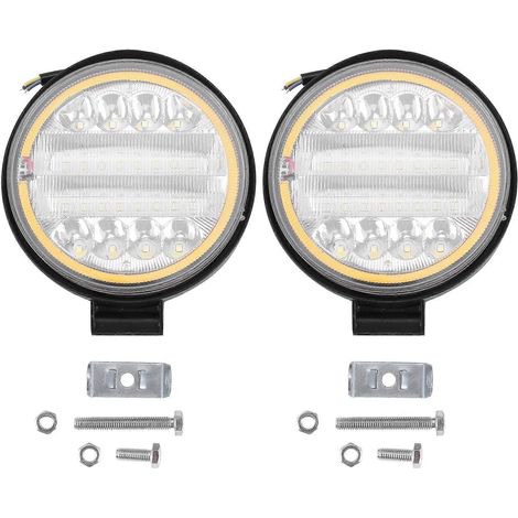 2x 4 Zoll LED-Arbeitsscheinwerfer-Kombination: Spot, Flutlicht, Offroad-Fahrscheinwerfer, bernsteinfarbene Nebelscheinwerfer