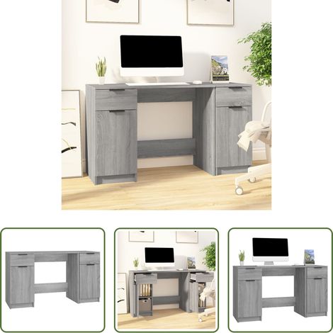 Holzschreibtisch - Schreibtisch mit Beistellschrank Grau Sonoma Holzwerkstoff (1/5)