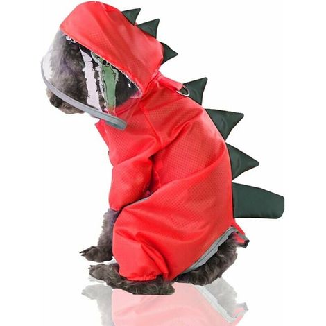 Imperméable pour chien, Imperméable à capuche, Poncho pour chien, Imperméable léger pour chien, Manteau imperméable et déperlant pour chiens de taille moyenne (rouge, L) (1/5)