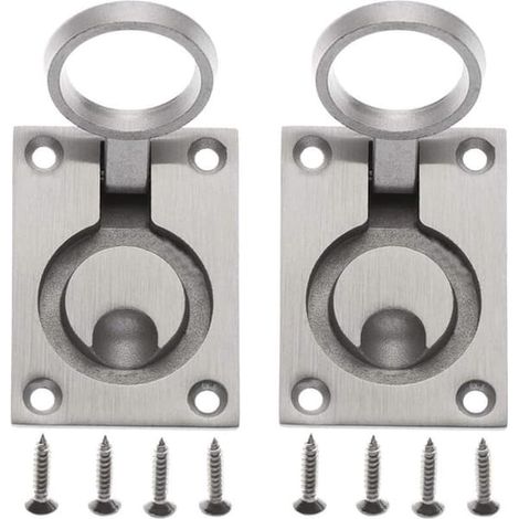 Lot de 2 poignées de trappe dissimulées pour placard, en acier inoxydable, style marin, pour yacht ou bateau, avec 8 vis de fixation (62 x 44 mm). (1/5)