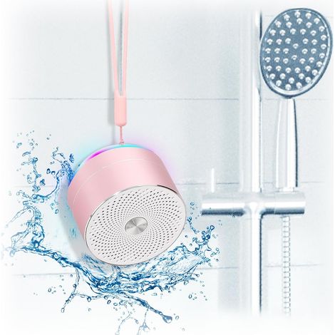 Upgraded Small Bluetooth Speaker IPX7 Waterproof Wireless Portable Speaker with Custom Bass Radiator, Mini Shower Speaker for ipad, Rose Gold (1/5)