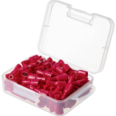 TRU COMPONENTS TC-11894520 Cosse clip Largeur d'accouplement: 6.3 mm Épaisseur de contact: 0.8 mm entièrement isolé rou (1/4)