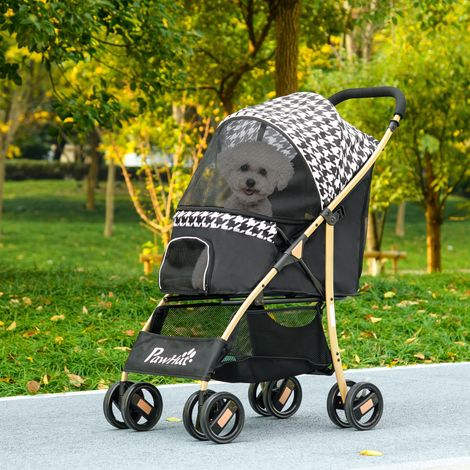 Carrito para Mascotas con 2 Puertas Ventana de Malla Cesta de Almacenamiento Cuerda de Seguridad 80x44,5x97 cm Negro (1/5)