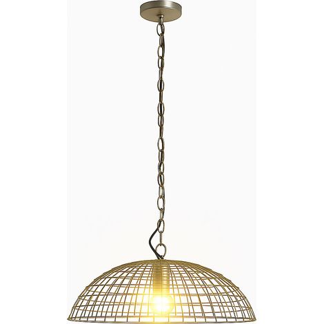 Lampada a sospensione Lampada da sala da pranzo, paralume a traliccio in metallo industriale color acciaio, 1x attacco E27, DxH 40x85cm
