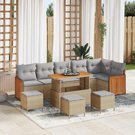 vidaXL Ensemble de canapé de jardin 10 pc 10-Nombre de places (1/5)