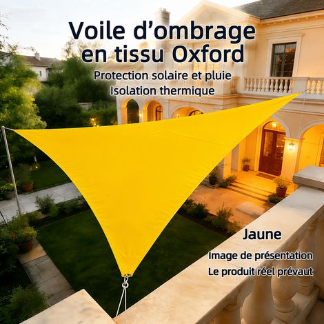 Voile d'ombrage 420D triangulaire à bords incurvés jaune 1,5 × 1,5 × 1,5 m avec accessoires de quincaillerie 30 × 25 × 6 cm 540 g – Livraison gratuite (1/5)